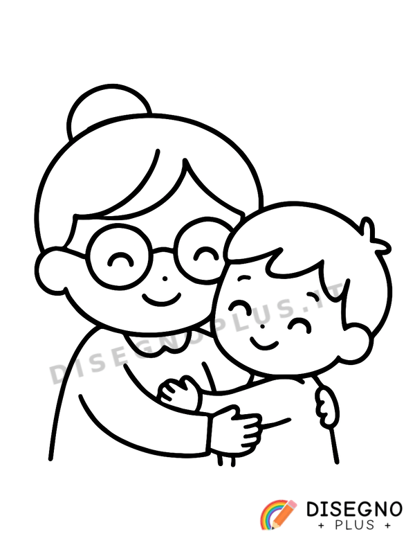 Disegno Nonna e nipote da colorare