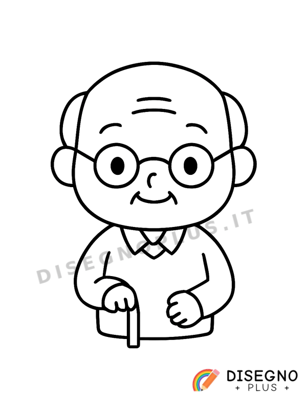 Disegno Nonno anziano con occhiali   da stampare e colorare