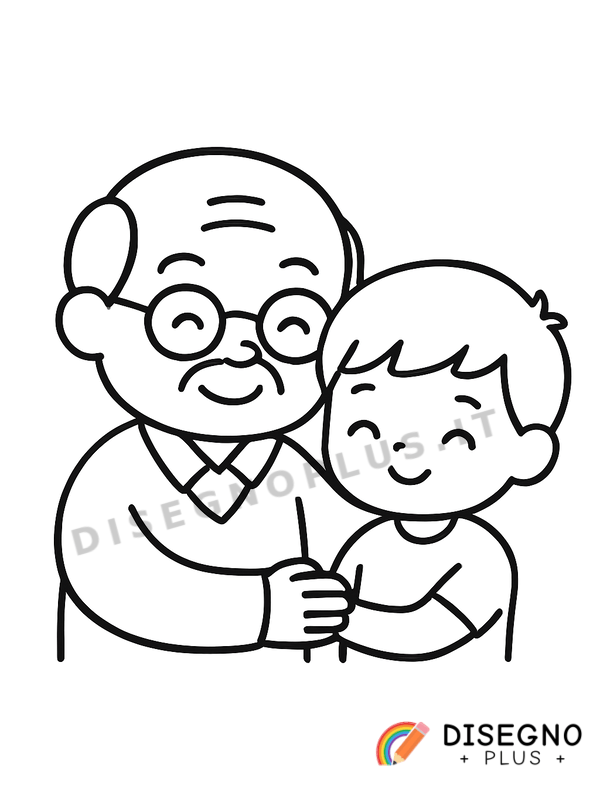 Disegno Nonno e nipote che giocano   da stampare e colorare