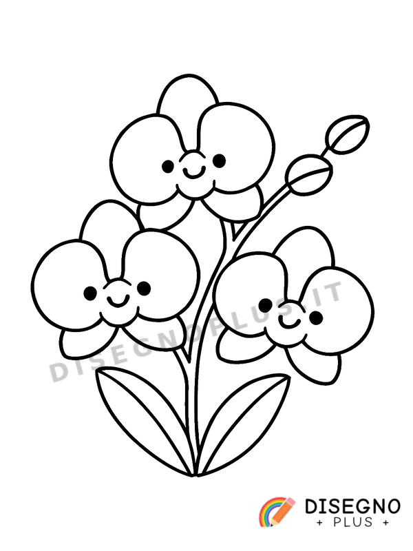 Disegno Orchidee fiorite da colorare