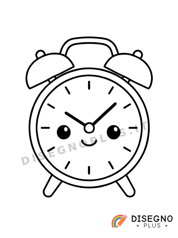 Disegno Orologio sveglia con campanelle   da stampare e colorare