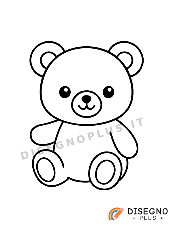 Disegno Orsacchiotto con fiocco rosso   da stampare e colorare