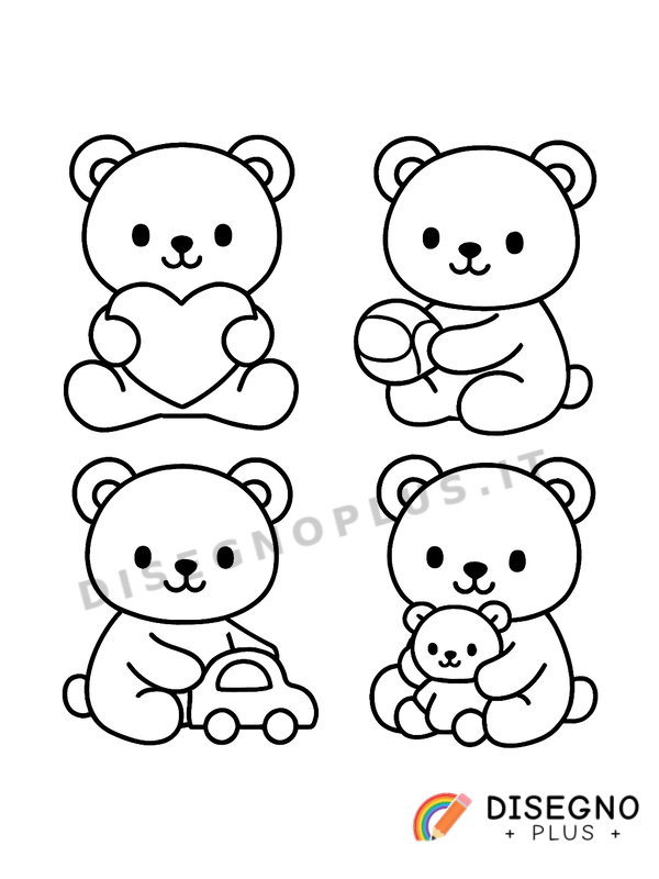 Disegno Orsetti di peluche da colorare