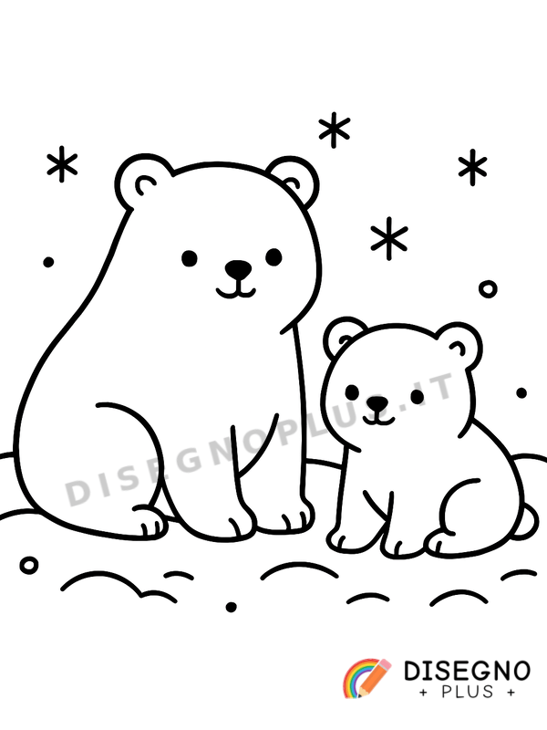 Disegno Orsi nella neve con impronte fresche   da stampare e colorare