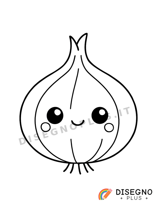 Disegno Ortaggio cipolla con strati interni   da stampare e colorare