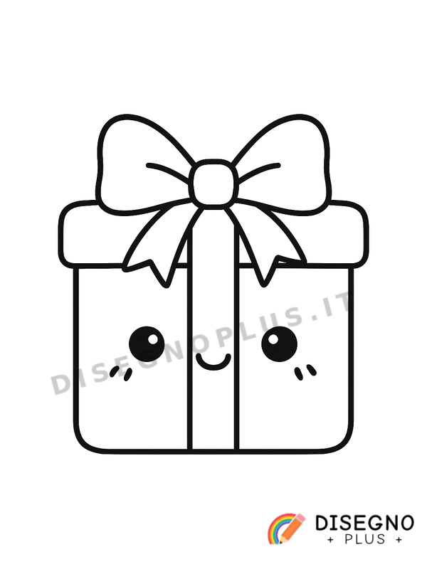 Disegno Pacco di Natale con sorpresa per bambini   da stampare e colorare