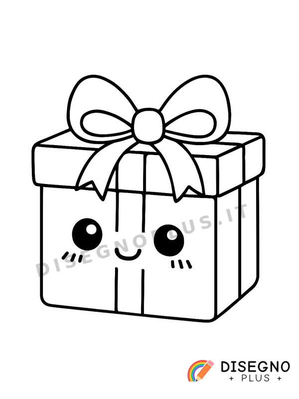Disegno Pacco regalo con carta a pois e fiocco   da stampare e colorare