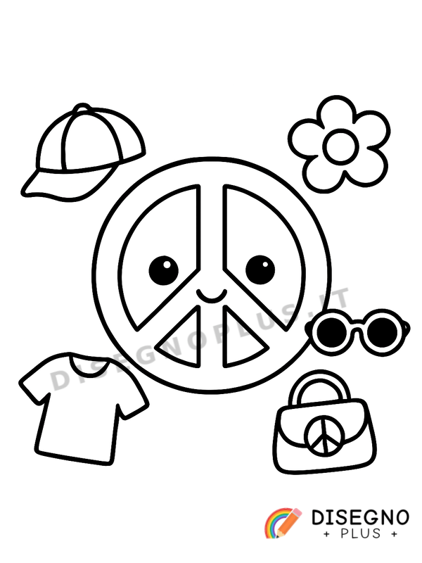 Disegno Pace scritto con simboli universali   da stampare e colorare