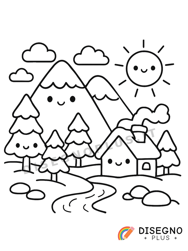Disegno Paesaggi alpini da colorare