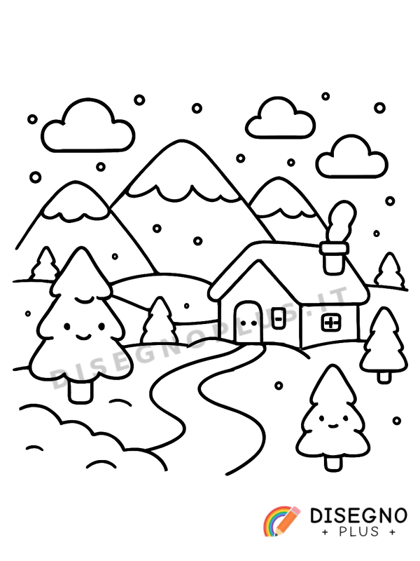 Disegno Paesaggi con neve da colorare