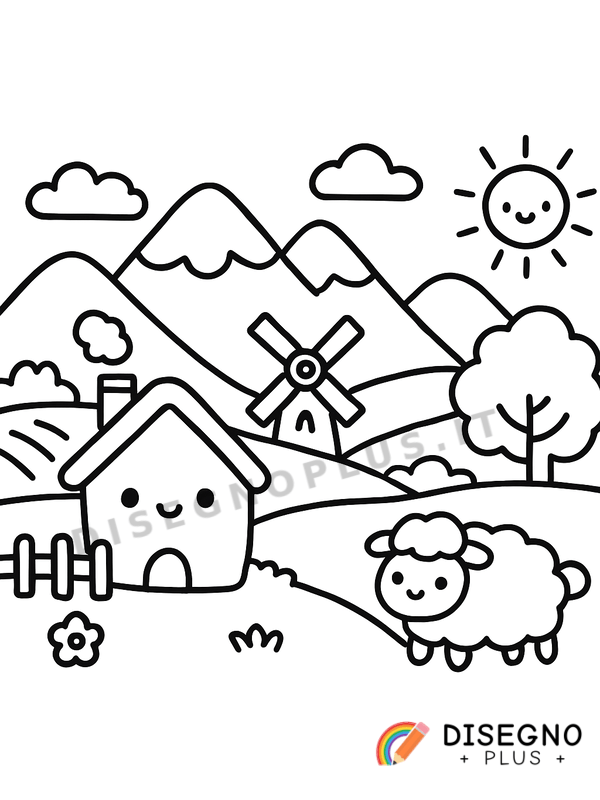 Disegno Paesaggi rurali da colorare