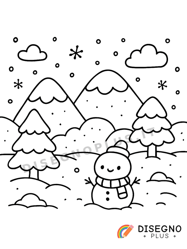 Disegno Paesaggi sotto la neve da colorare
