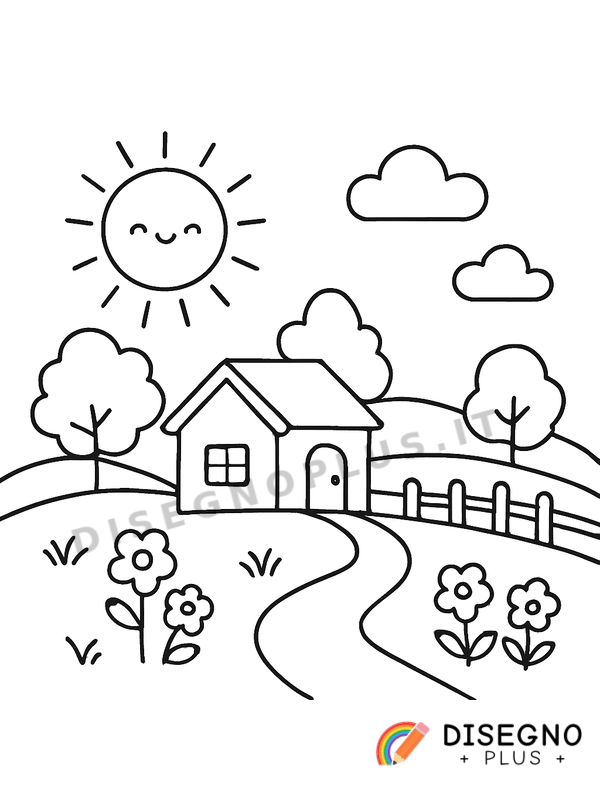 Disegno Paesaggio campestre da colorare