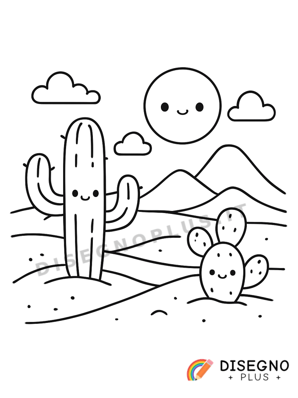 Disegno Paesaggio desertico da colorare