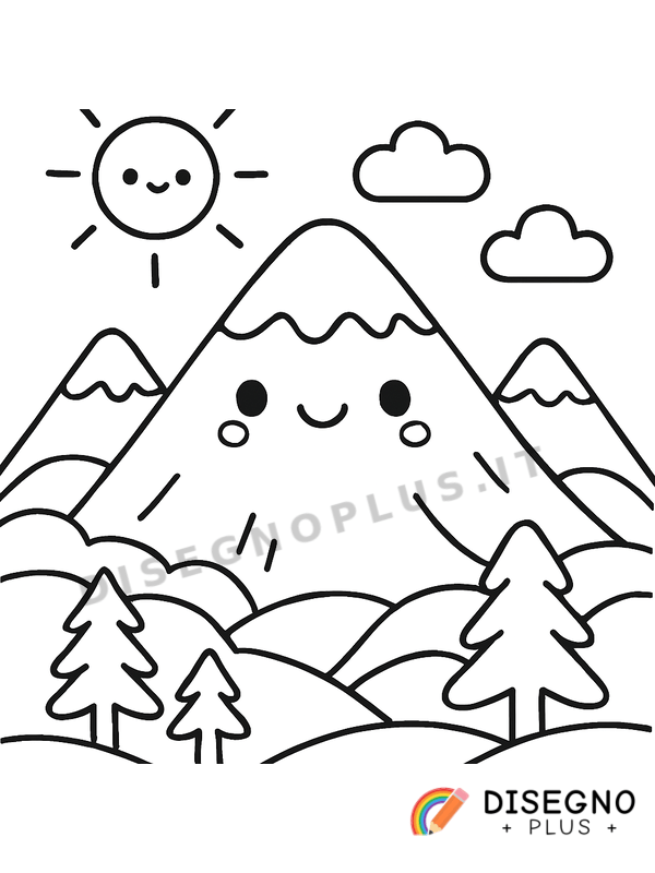 Disegno Paesaggio di montagna da colorare