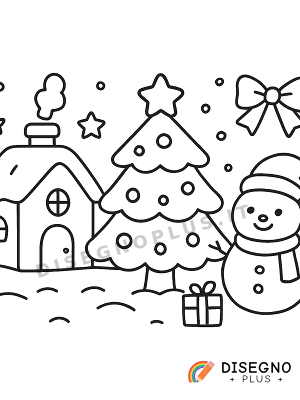 Disegno Paesaggio di Natale da colorare