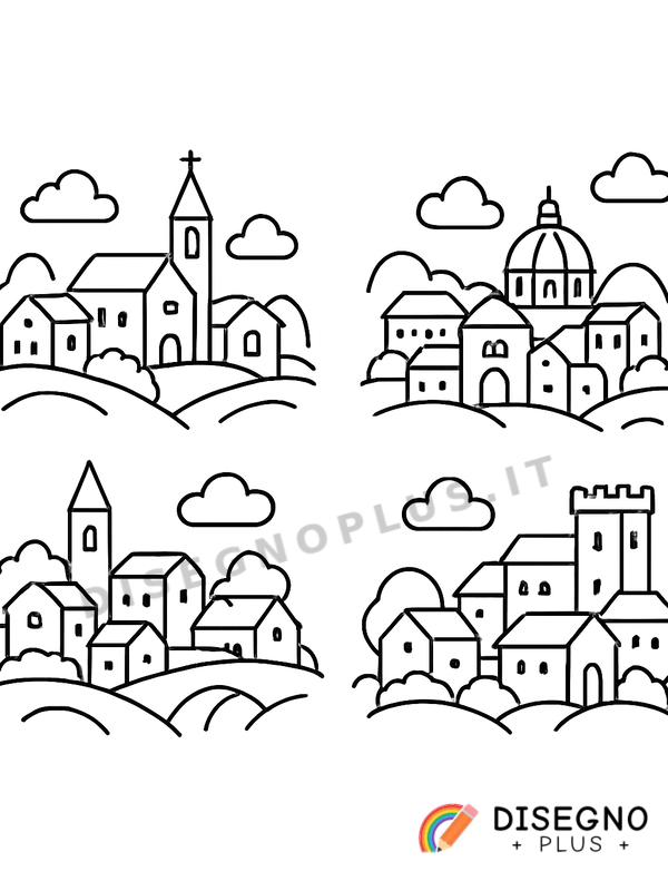 Disegno Paesi piccoli da colorare