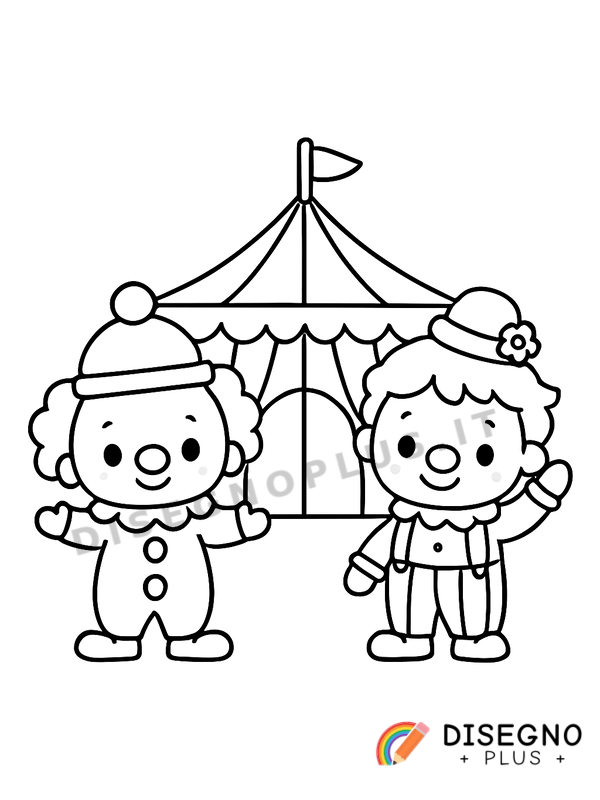 Disegno Pagliacci del circo con trucco e campanelli   da stampare e colorare