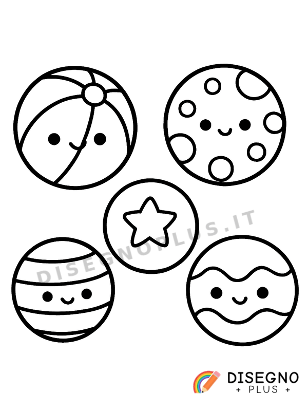 Disegno Palline colorate su tavolo   da stampare e colorare
