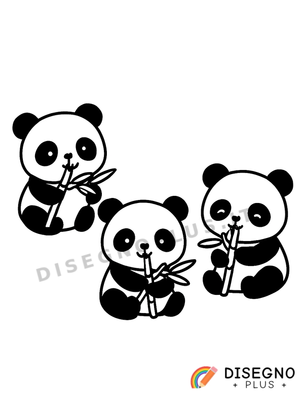 Disegno Panda che mangiano bambù da colorare