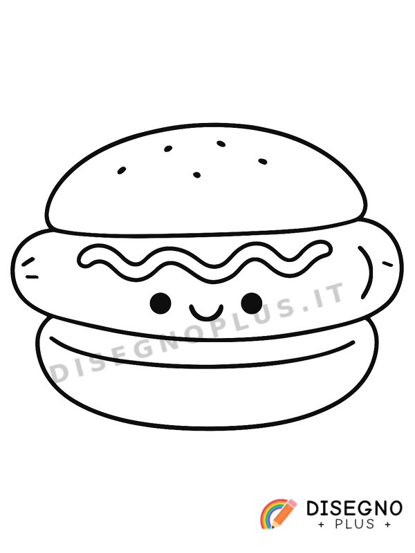 Disegno Panino con wurstel e ketchup   da stampare e colorare