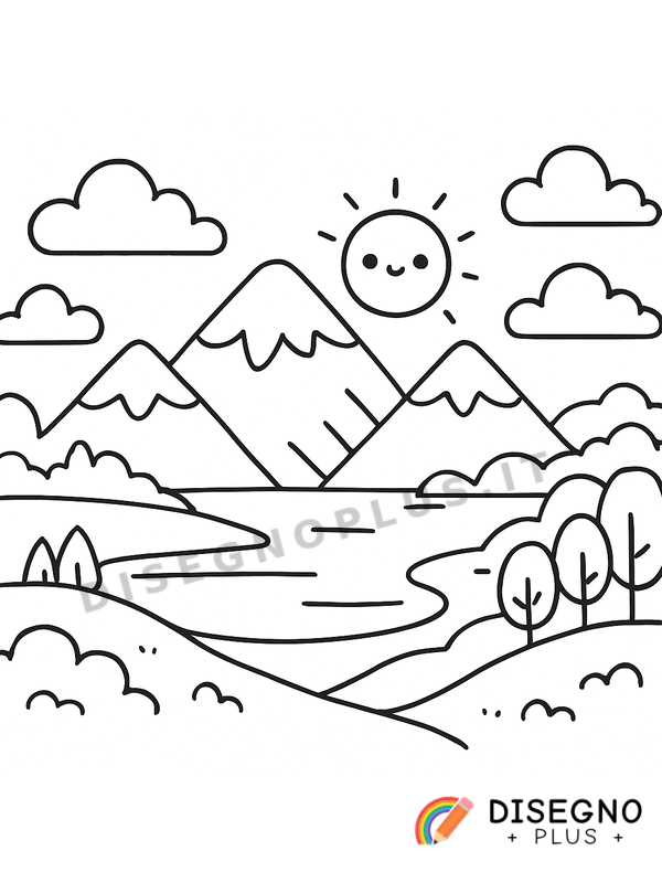 Disegno Panorami mozzafiato con luce dorata   da stampare e colorare