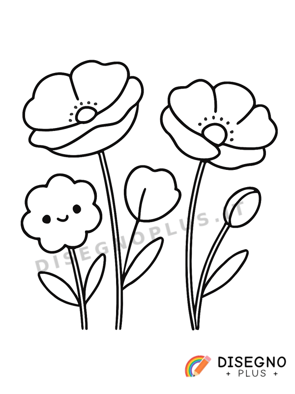 Disegno Papaveri rossi da colorare