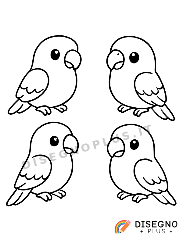 Disegno Pappagalli colorati su un ramo tropicale   da stampare e colorare