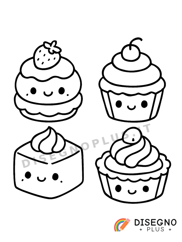 Disegno Pasticcini mignon piccoli e decorati   da stampare e colorare