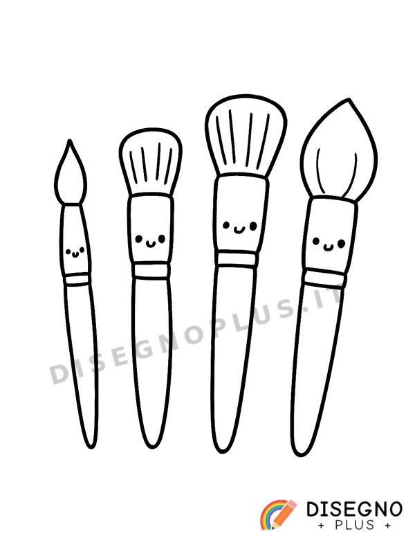 Pennelli da pittore con manici Disegno Pennelli da pittore con manici da stampare e colorare