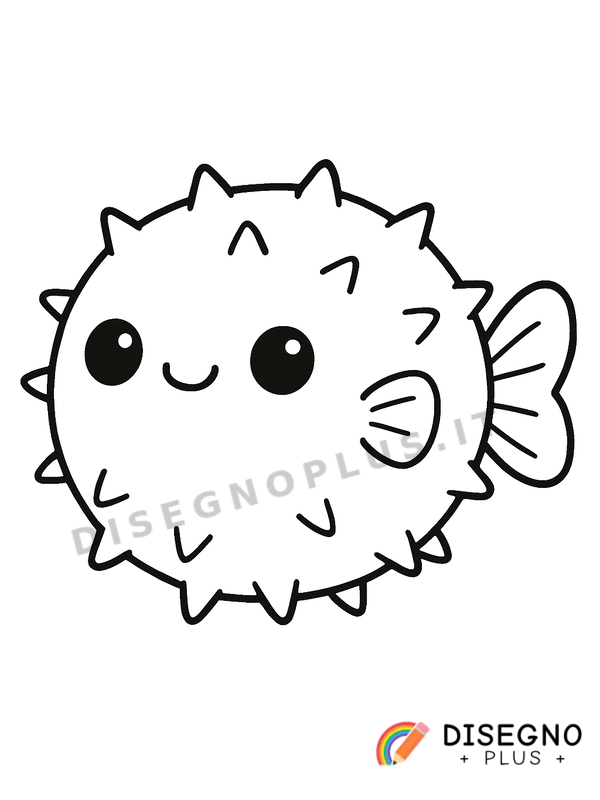 Disegno Pesce palla gonfio e buffo tra i coralli   da stampare e colorare