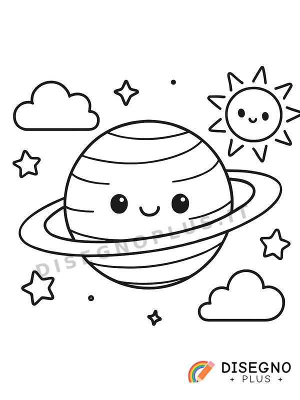 Disegno Pianeta del sistema solare con anelli   da stampare e colorare