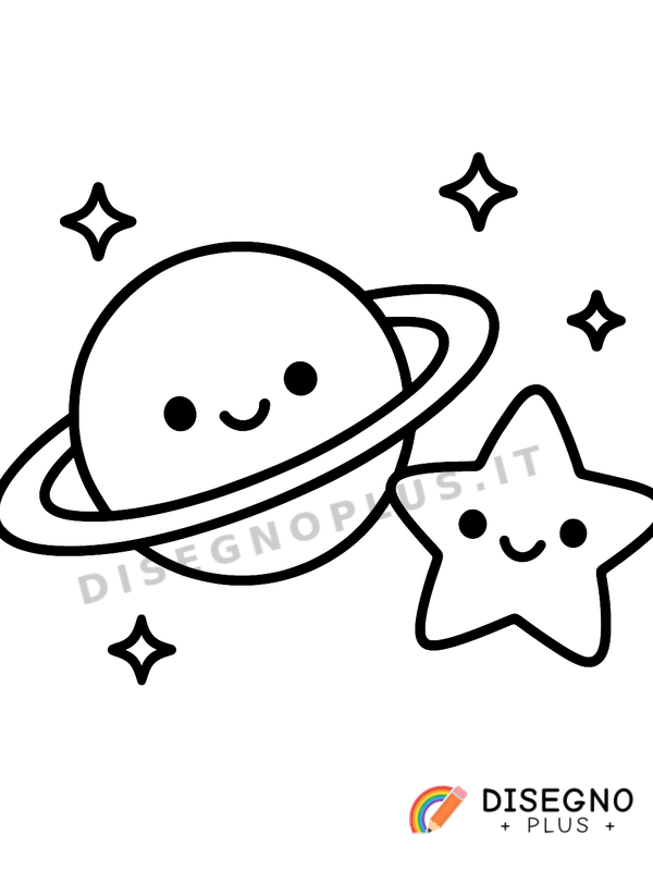 Disegno Pianeta e stella da colorare