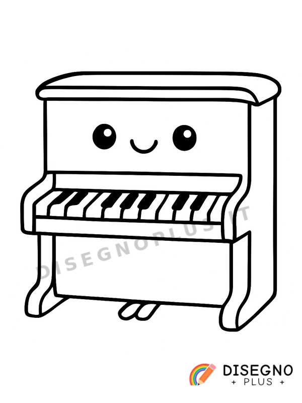 Disegno Pianoforte verticale con tastiera   da stampare e colorare