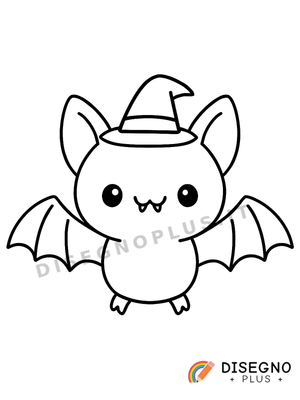 Disegno Pipistrello di Halloween appeso a testa in giù   da stampare e colorare