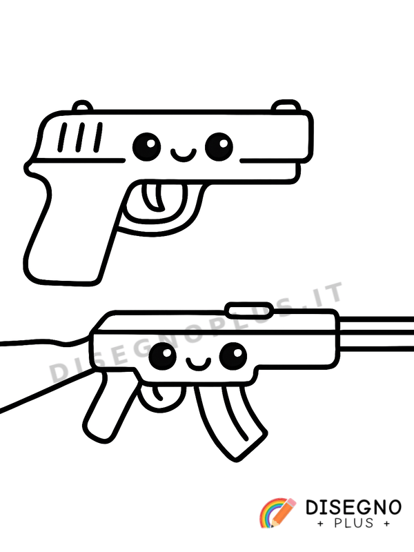 Disegno Pistola e fucile da colorare