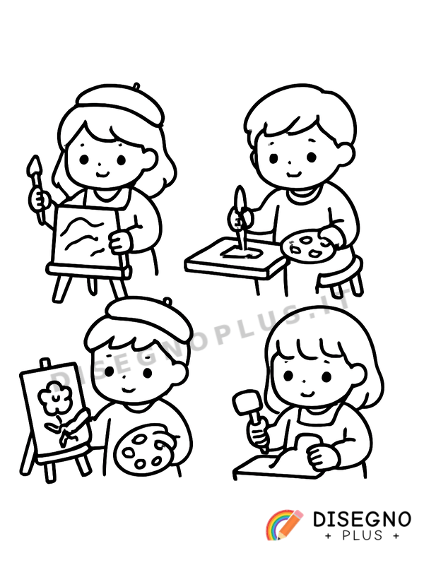 Disegno Pittori al lavoro da colorare