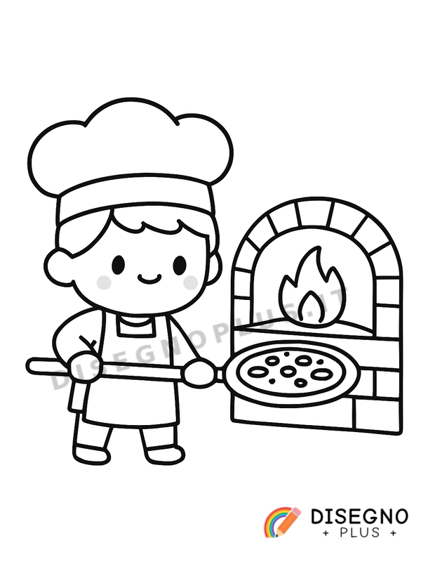 Disegno Pizzaioli che infornano da colorare