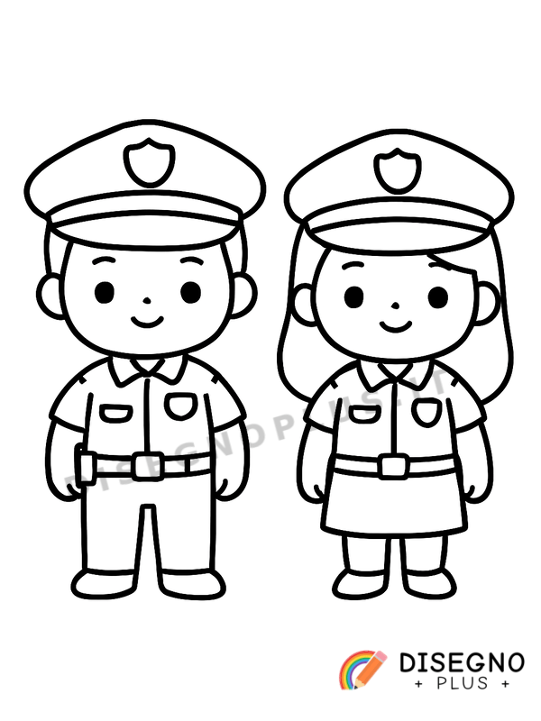 Disegno Poliziotti in divisa con casco   da stampare e colorare