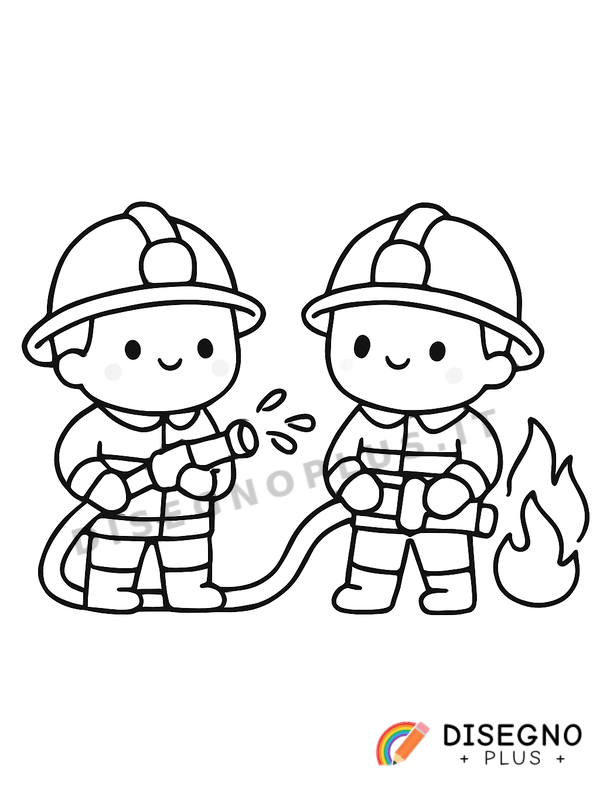 Disegno Pompieri in azione da colorare