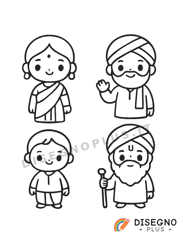 Disegno Popolazione indiana da colorare