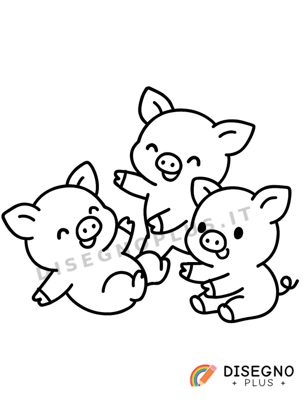 Disegno Porcellini che giocano da colorare