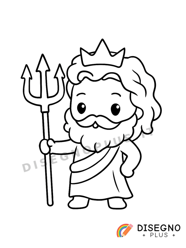 Disegno Poseidone con tridente e onde   da stampare e colorare