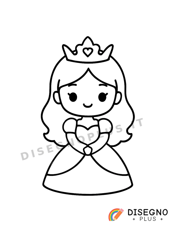 Principessa con abito rosa e corona scintillante Disegno Principessa con abito rosa e corona scintillante da stampare e colorare