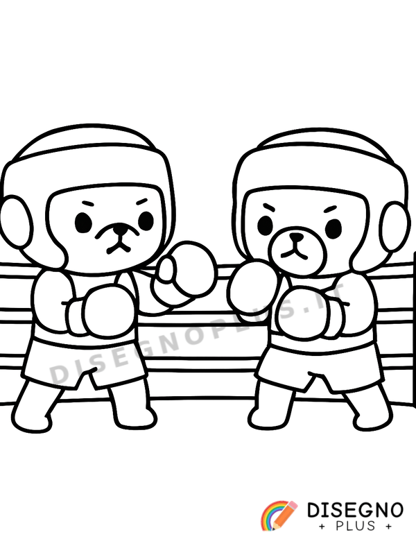 Disegno Pugili sul ring da colorare