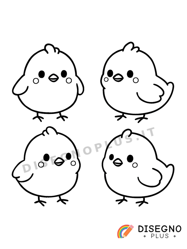 Disegno Pulcini gialli che seguono la mamma   da stampare e colorare
