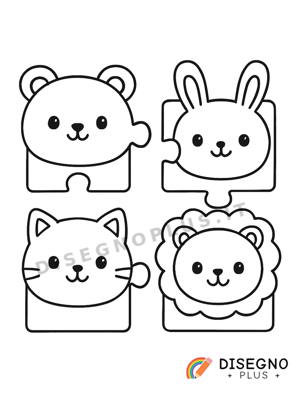 Disegno Puzzle di animali da colorare