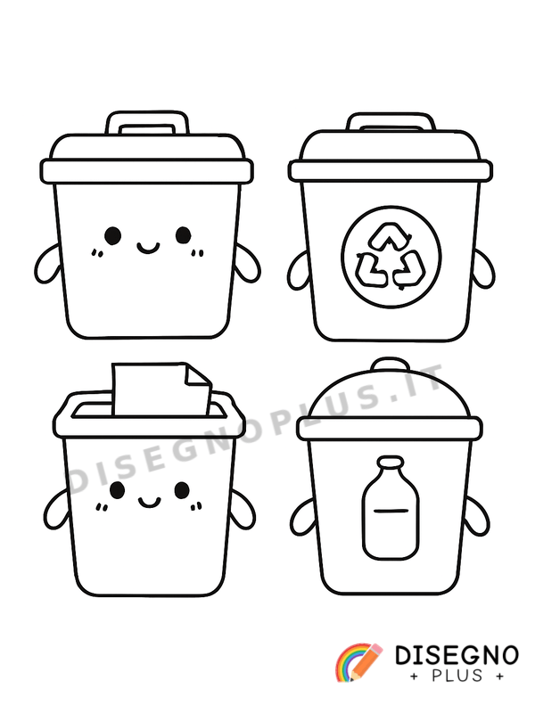 Disegno Raccolta differenziata dei rifiuti da colorare