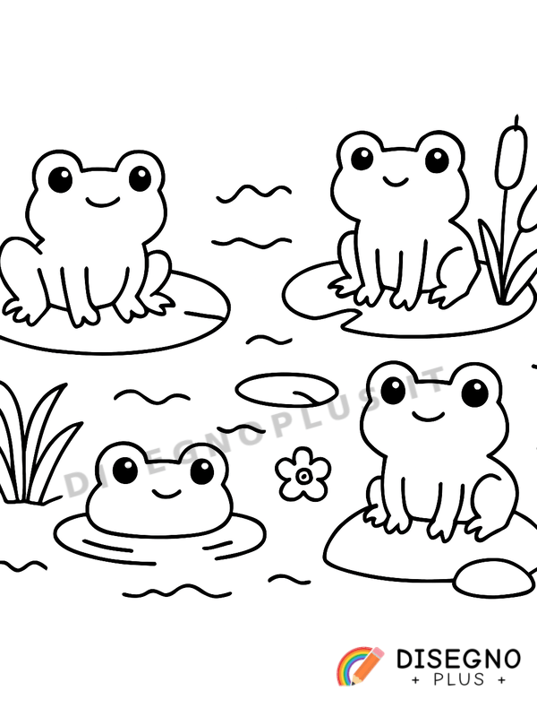 Disegno Rane nello stagno da colorare