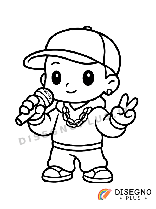 Disegno Rapper con cappuccio e catena   da stampare e colorare